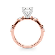 Sculpted Sidestone Marquise Diamond Engagement Ring â€” 10K/14K Gold & Platinum
