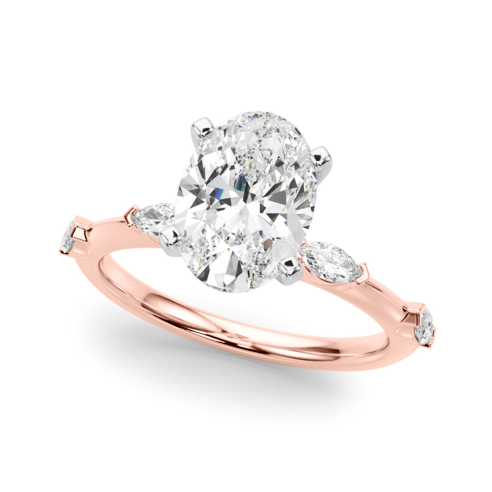 Sculpted Sidestone Marquise Diamond Engagement Ring â€” 10K/14K Gold & Platinum