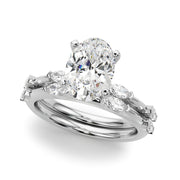 Sculpted Sidestone Marquise Diamond Engagement Ring â€” 10K/14K Gold & Platinum