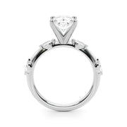 Sculpted Sidestone Marquise Diamond Engagement Ring â€” 10K/14K Gold & Platinum