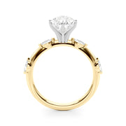 Sculpted Sidestone Marquise Diamond Engagement Ring â€” 10K/14K Gold & Platinum