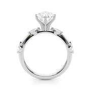 Sculpted Sidestone Marquise Diamond Engagement Ring â€” 10K/14K Gold & Platinum