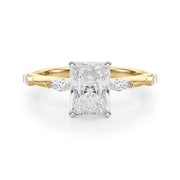 Sculpted Sidestone Marquise Diamond Engagement Ring â€” 10K/14K Gold & Platinum