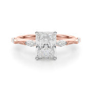 Sculpted Sidestone Marquise Diamond Engagement Ring â€” 10K/14K Gold & Platinum