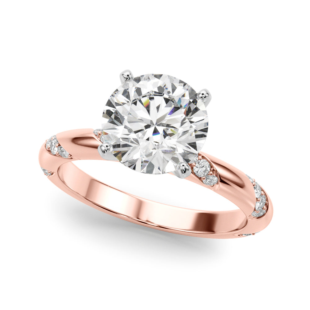 Regal Sidestone Round Diamond Engagement Ring in 10K/14K gold and platinum with certified lab-grown or natural diamonds