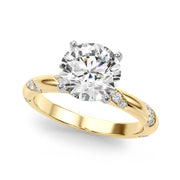 Regal Sidestone Round Diamond Engagement Ring in 10K/14K gold and platinum with certified lab-grown or natural diamonds