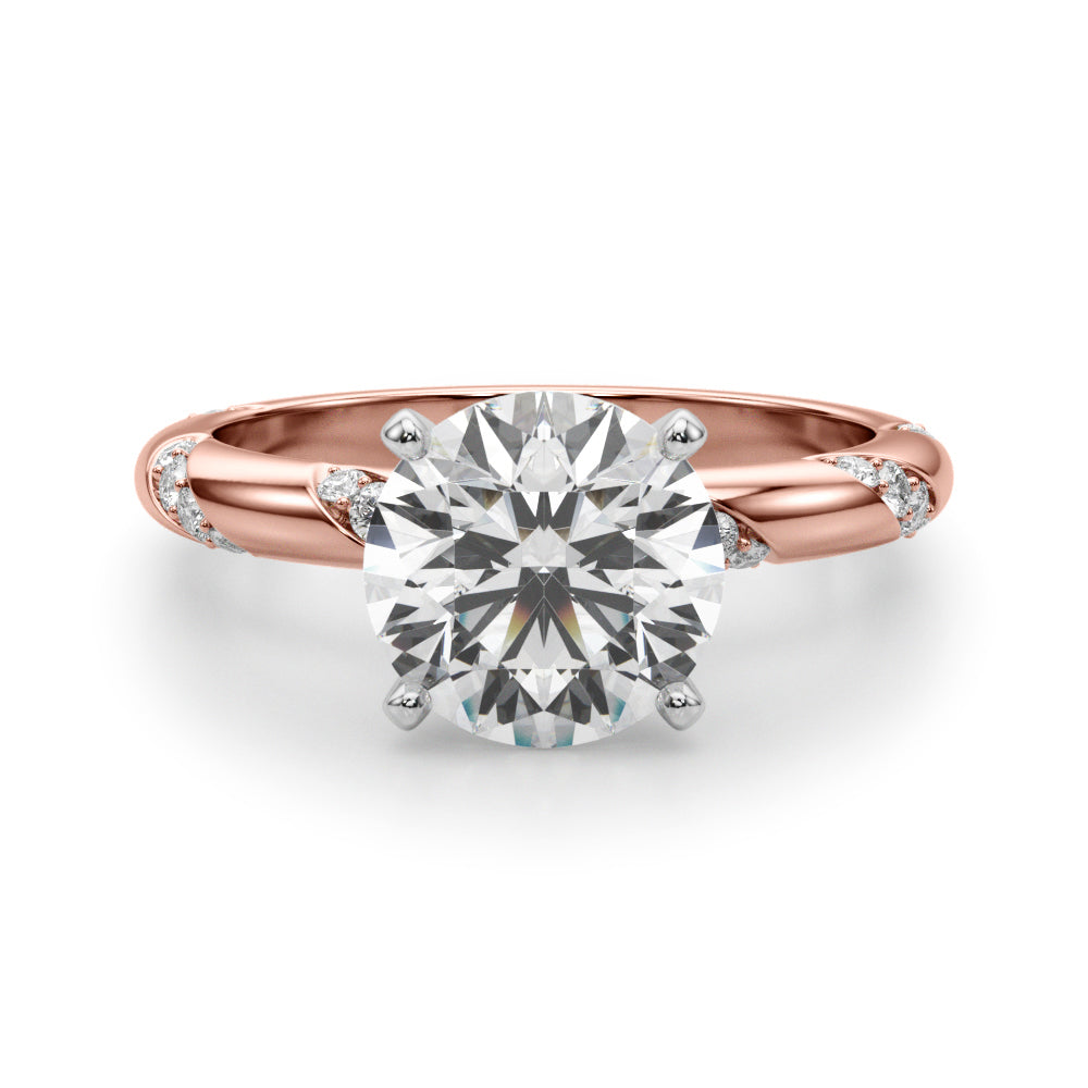 Regal Sidestone Round Diamond Engagement Ring in 10K/14K gold and platinum with certified lab-grown or natural diamonds
