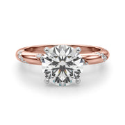 Regal Sidestone Round Diamond Engagement Ring in 10K/14K gold and platinum with certified lab-grown or natural diamonds