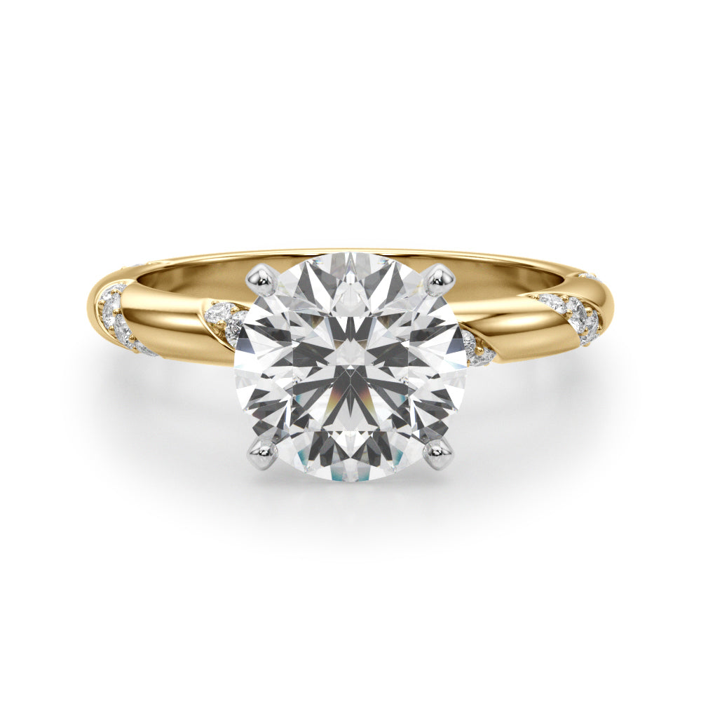 Regal Sidestone Round Diamond Engagement Ring in 10K/14K gold and platinum with certified lab-grown or natural diamonds