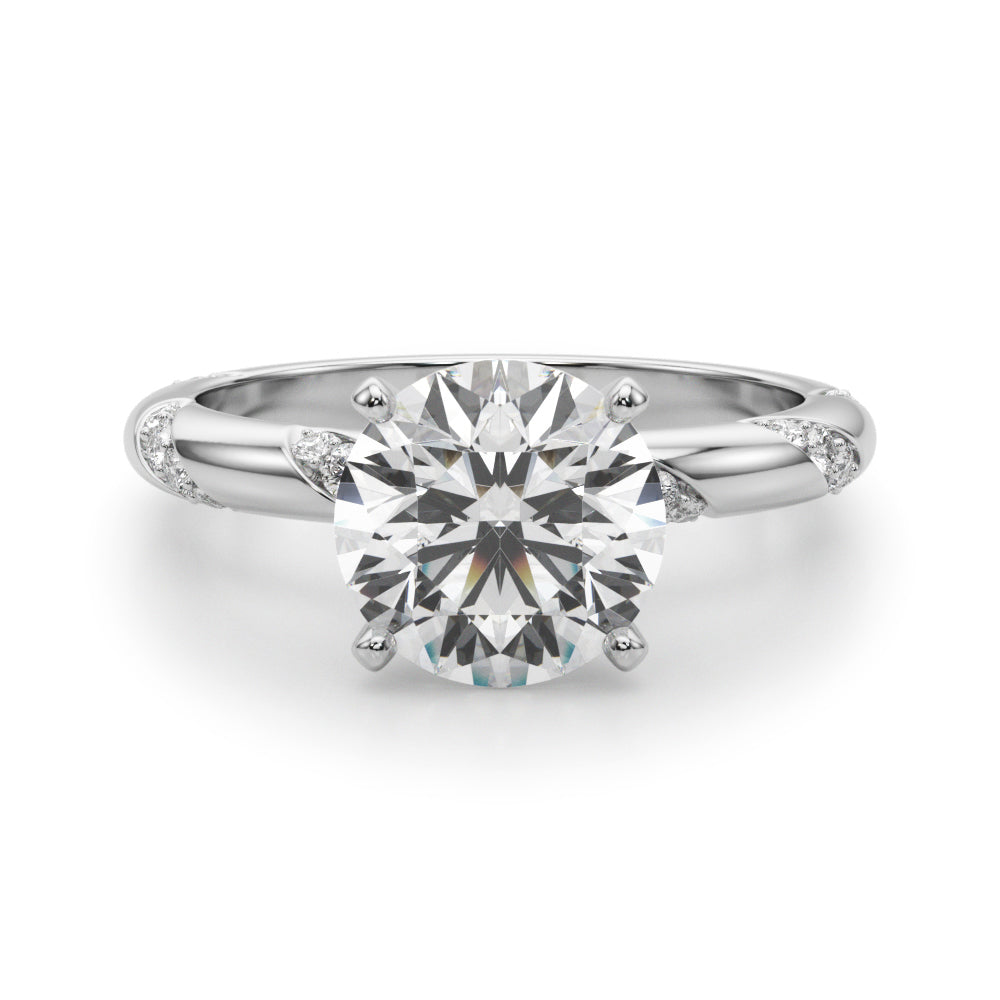 Regal Sidestone Round Diamond Engagement Ring in 10K/14K gold and platinum with certified lab-grown or natural diamonds