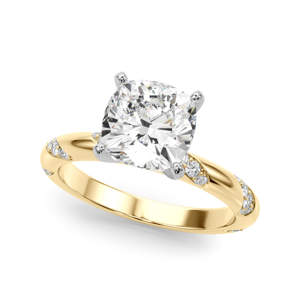 Regal Sidestone Round Diamond Engagement Ring in 10K/14K gold and platinum with certified lab-grown or natural diamonds