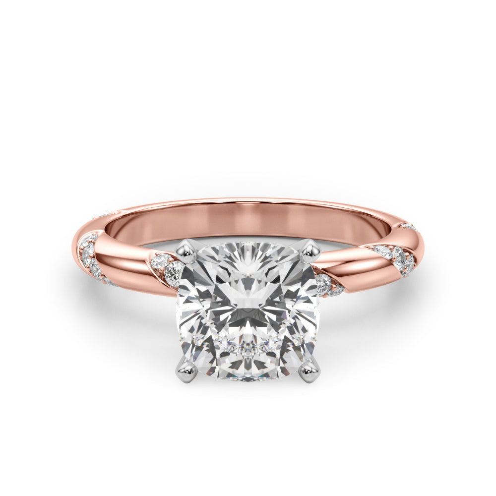 Regal Sidestone Round Diamond Engagement Ring in 10K/14K gold and platinum with certified lab-grown or natural diamonds
