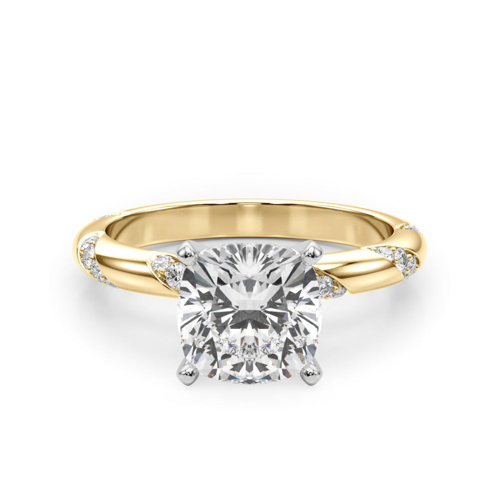 Regal Sidestone Round Diamond Engagement Ring in 10K/14K gold and platinum with certified lab-grown or natural diamonds