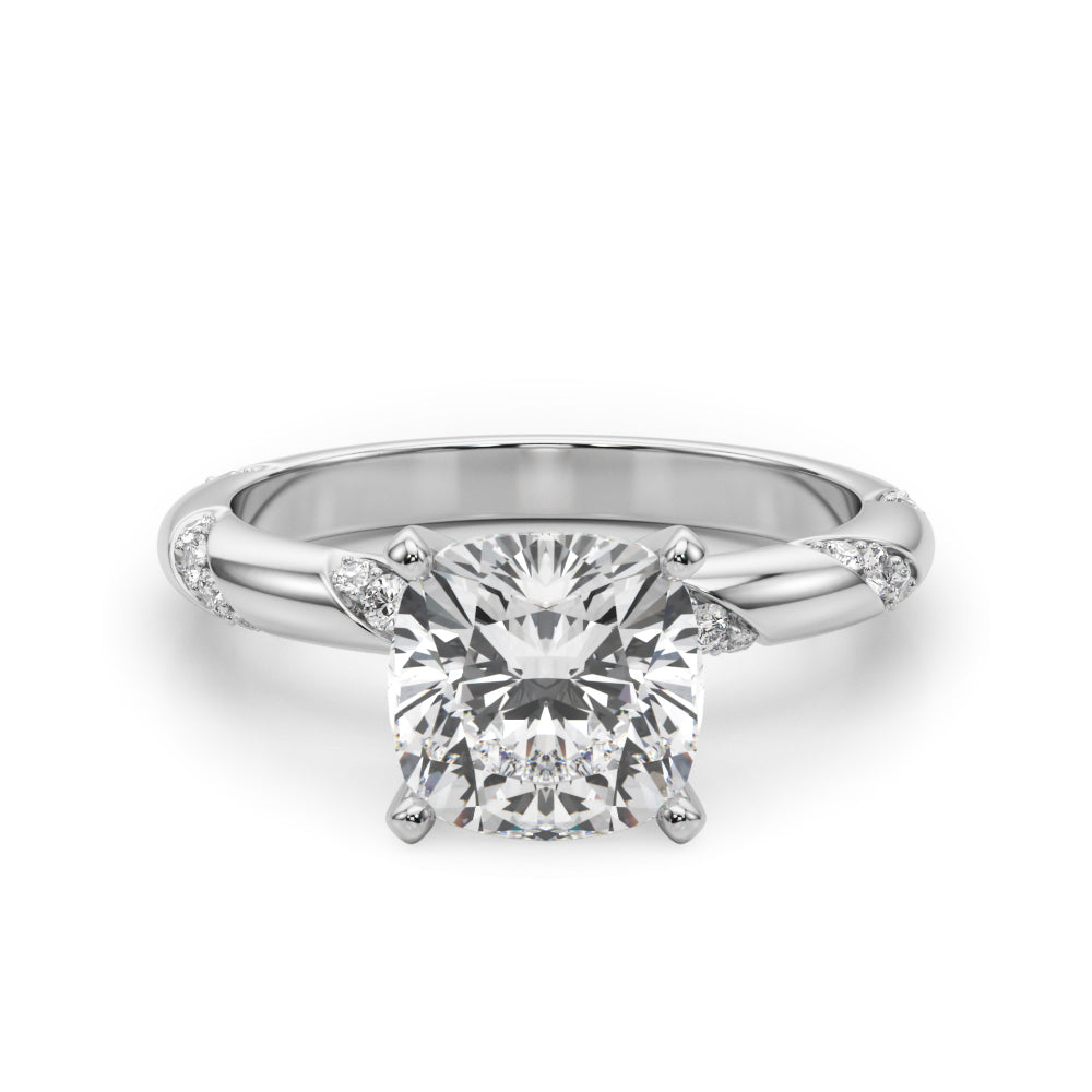 Regal Sidestone Round Diamond Engagement Ring in 10K/14K gold and platinum with certified lab-grown or natural diamonds