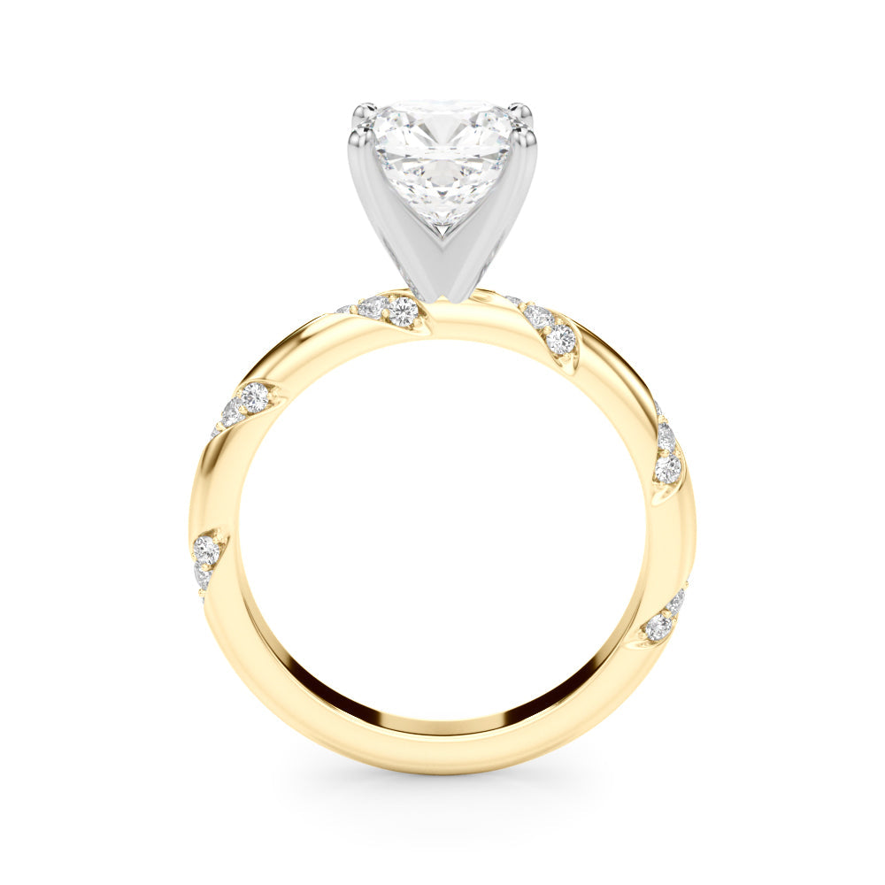 Regal Sidestone Round Diamond Engagement Ring in 10K/14K gold and platinum with certified lab-grown or natural diamonds