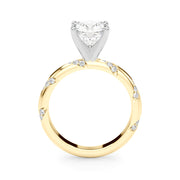 Regal Sidestone Round Diamond Engagement Ring in 10K/14K gold and platinum with certified lab-grown or natural diamonds