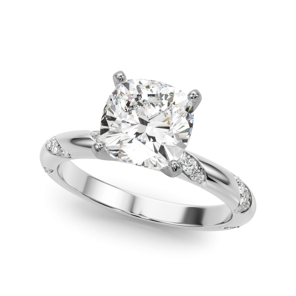 Regal Sidestone Round Diamond Engagement Ring in 10K/14K gold and platinum with certified lab-grown or natural diamonds