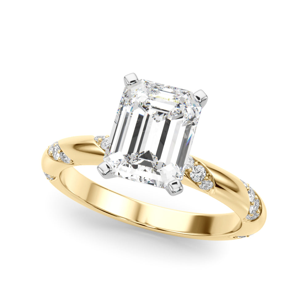 Regal Sidestone Round Diamond Engagement Ring in 10K/14K gold and platinum with certified lab-grown or natural diamonds