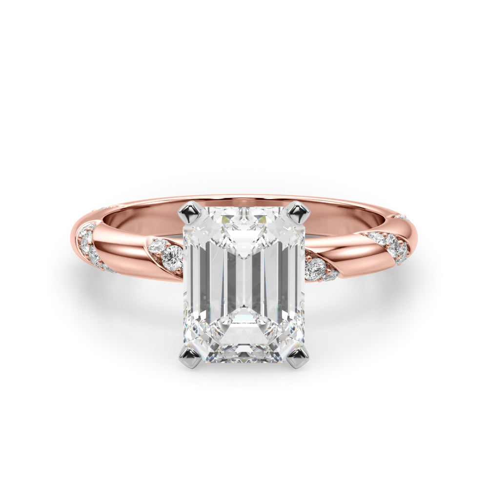 Regal Sidestone Round Diamond Engagement Ring in 10K/14K gold and platinum with certified lab-grown or natural diamonds