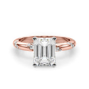 Regal Sidestone Round Diamond Engagement Ring in 10K/14K gold and platinum with certified lab-grown or natural diamonds