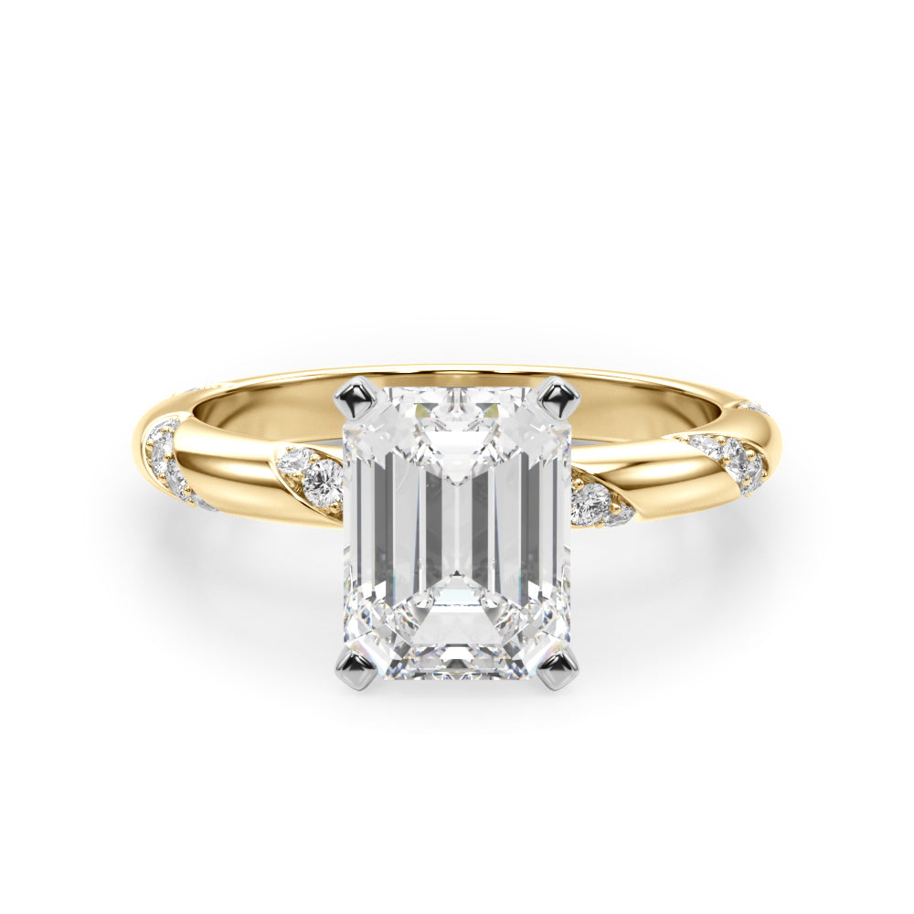 Regal Sidestone Round Diamond Engagement Ring in 10K/14K gold and platinum with certified lab-grown or natural diamonds