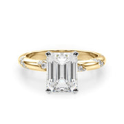 Regal Sidestone Round Diamond Engagement Ring in 10K/14K gold and platinum with certified lab-grown or natural diamonds