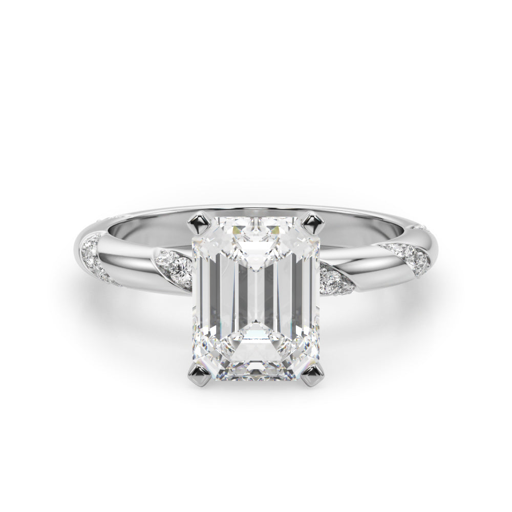 Regal Sidestone Round Diamond Engagement Ring in 10K/14K gold and platinum with certified lab-grown or natural diamonds
