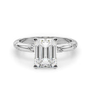 Regal Sidestone Round Diamond Engagement Ring in 10K/14K gold and platinum with certified lab-grown or natural diamonds
