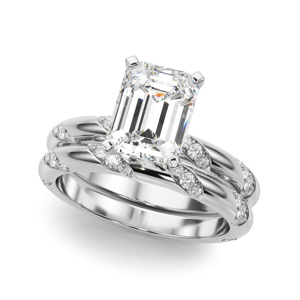 Regal Sidestone Round Diamond Engagement Ring in 10K/14K gold and platinum with certified lab-grown or natural diamonds