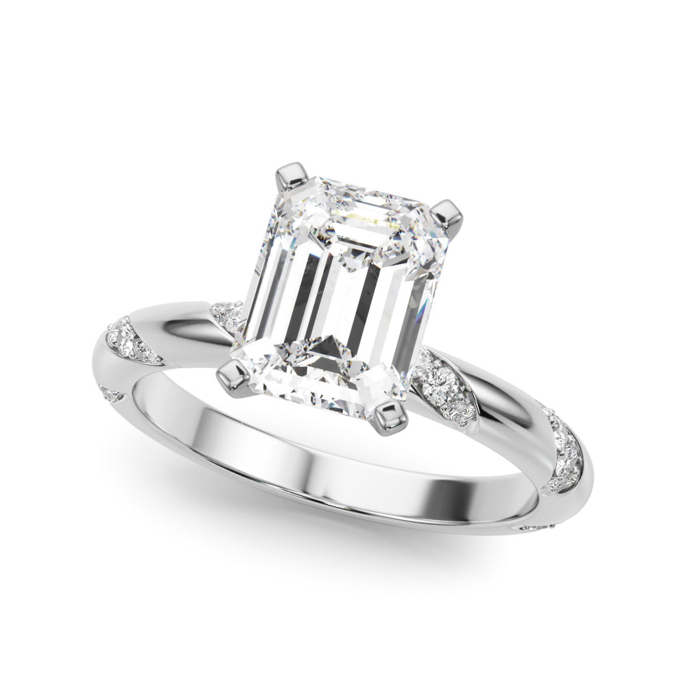 Regal Sidestone Round Diamond Engagement Ring in 10K/14K gold and platinum with certified lab-grown or natural diamonds