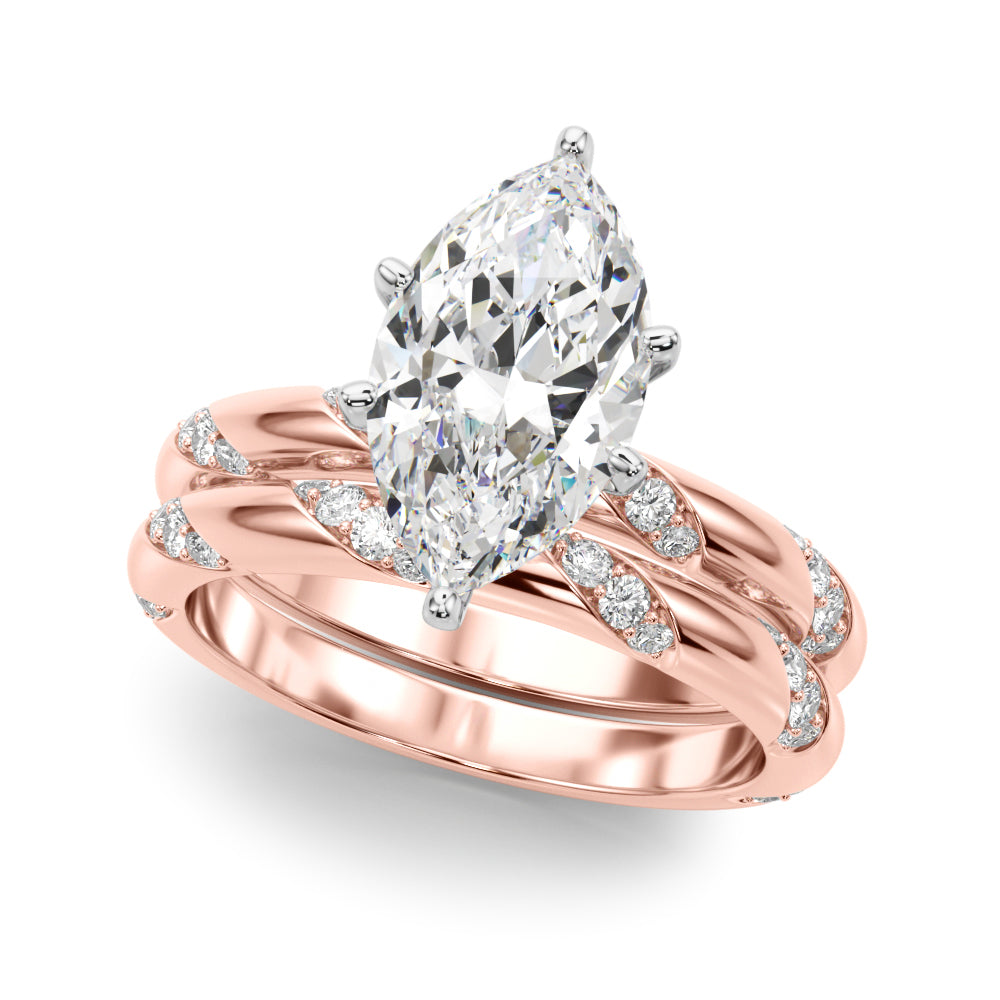 Regal Sidestone Round Diamond Engagement Ring in 10K/14K gold and platinum with certified lab-grown or natural diamonds