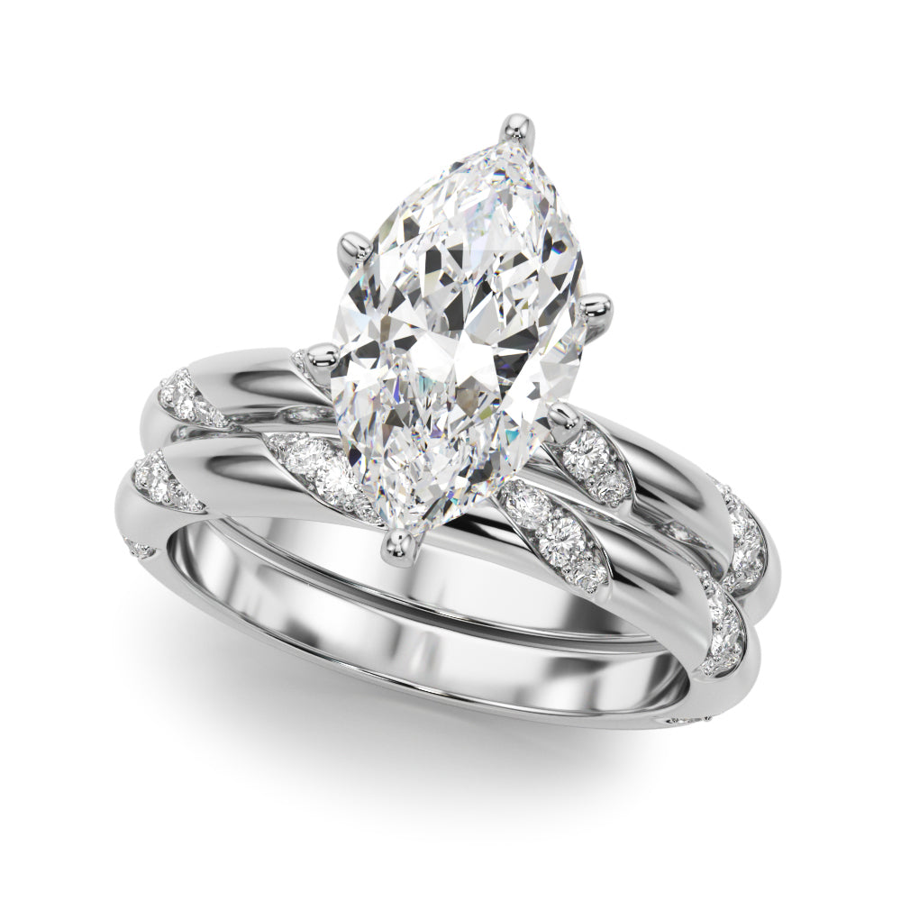 Regal Sidestone Round Diamond Engagement Ring in 10K/14K gold and platinum with certified lab-grown or natural diamonds