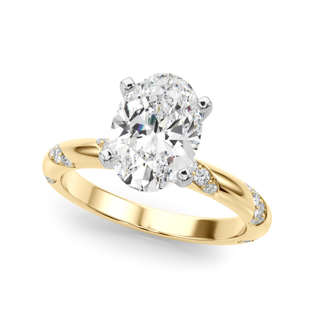 Regal Sidestone Round Diamond Engagement Ring in 10K/14K gold and platinum with certified lab-grown or natural diamonds