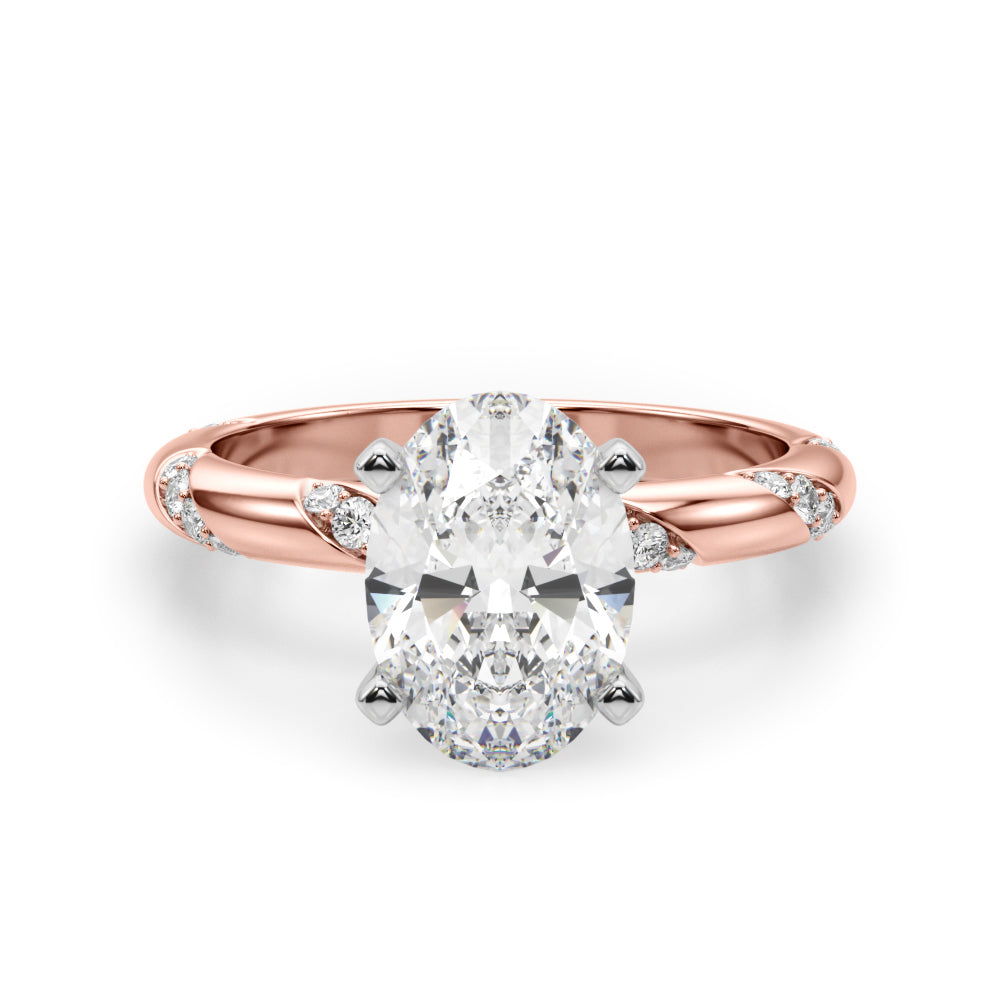 Regal Sidestone Round Diamond Engagement Ring in 10K/14K gold and platinum with certified lab-grown or natural diamonds