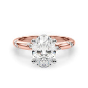 Regal Sidestone Round Diamond Engagement Ring in 10K/14K gold and platinum with certified lab-grown or natural diamonds