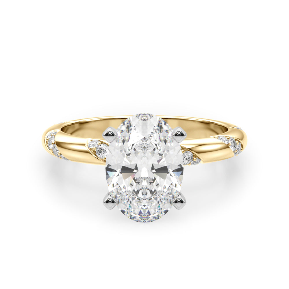 Regal Sidestone Round Diamond Engagement Ring in 10K/14K gold and platinum with certified lab-grown or natural diamonds