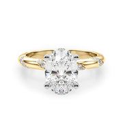 Regal Sidestone Round Diamond Engagement Ring in 10K/14K gold and platinum with certified lab-grown or natural diamonds