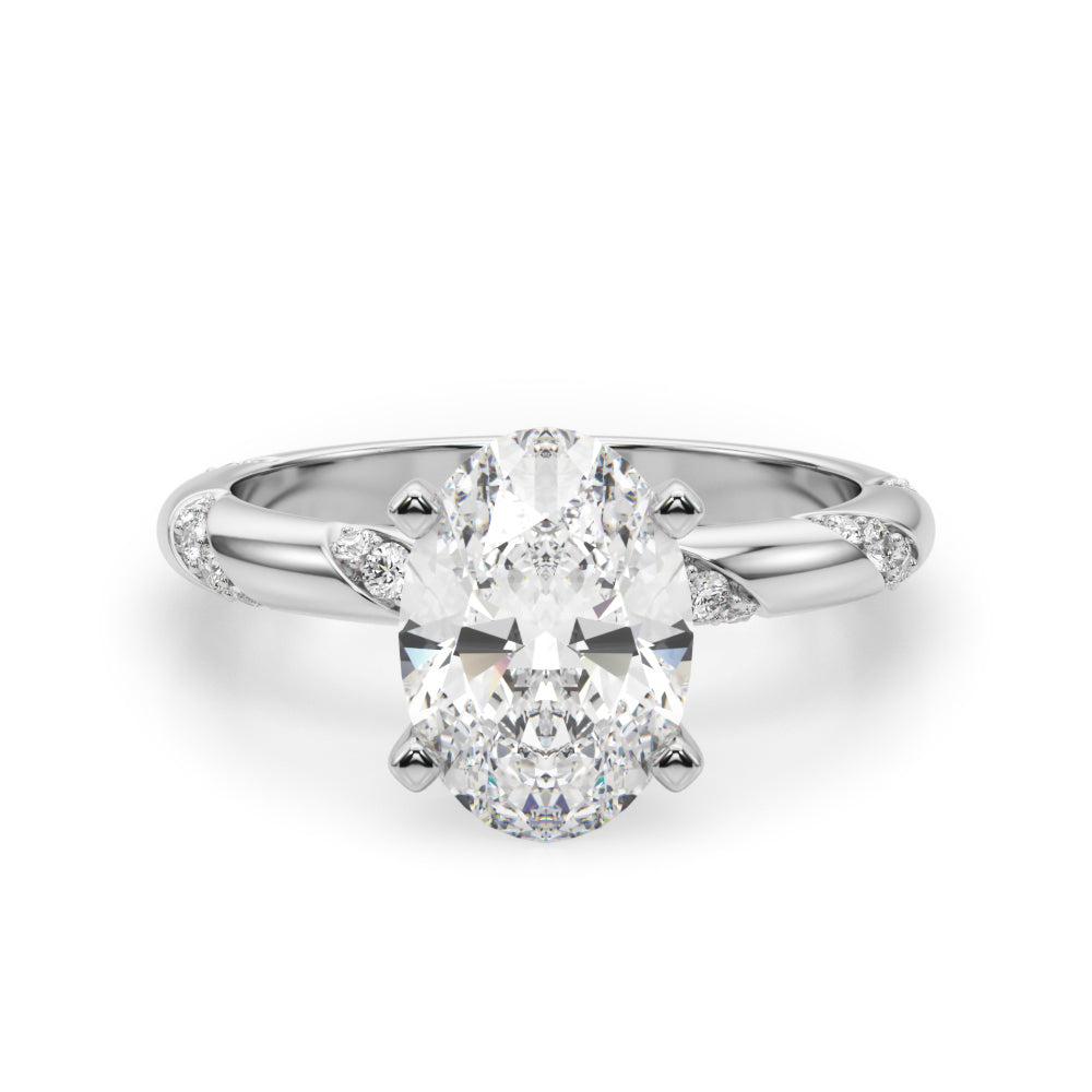 Regal Sidestone Round Diamond Engagement Ring in 10K/14K gold and platinum with certified lab-grown or natural diamonds
