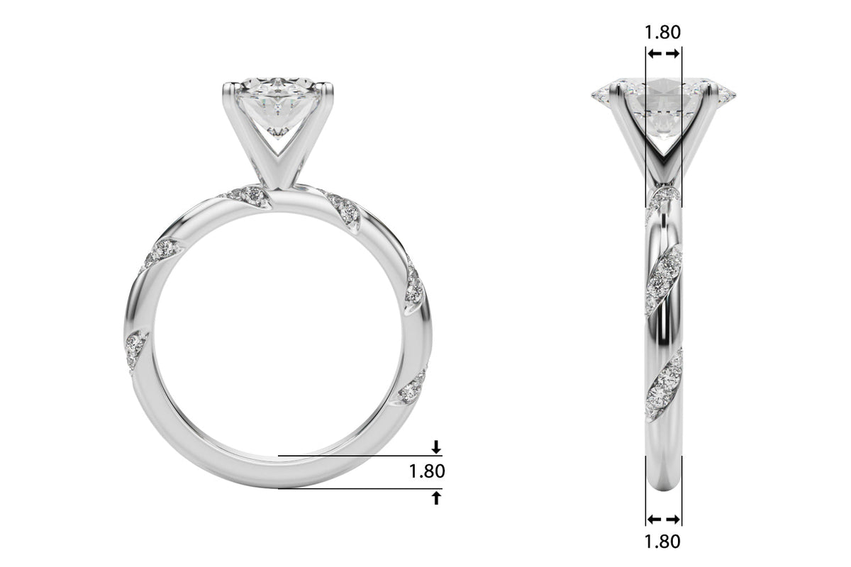 Regal Sidestone Round Diamond Engagement Ring in 10K/14K gold and platinum with certified lab-grown or natural diamonds