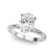 Regal Sidestone Round Diamond Engagement Ring in 10K/14K gold and platinum with certified lab-grown or natural diamonds