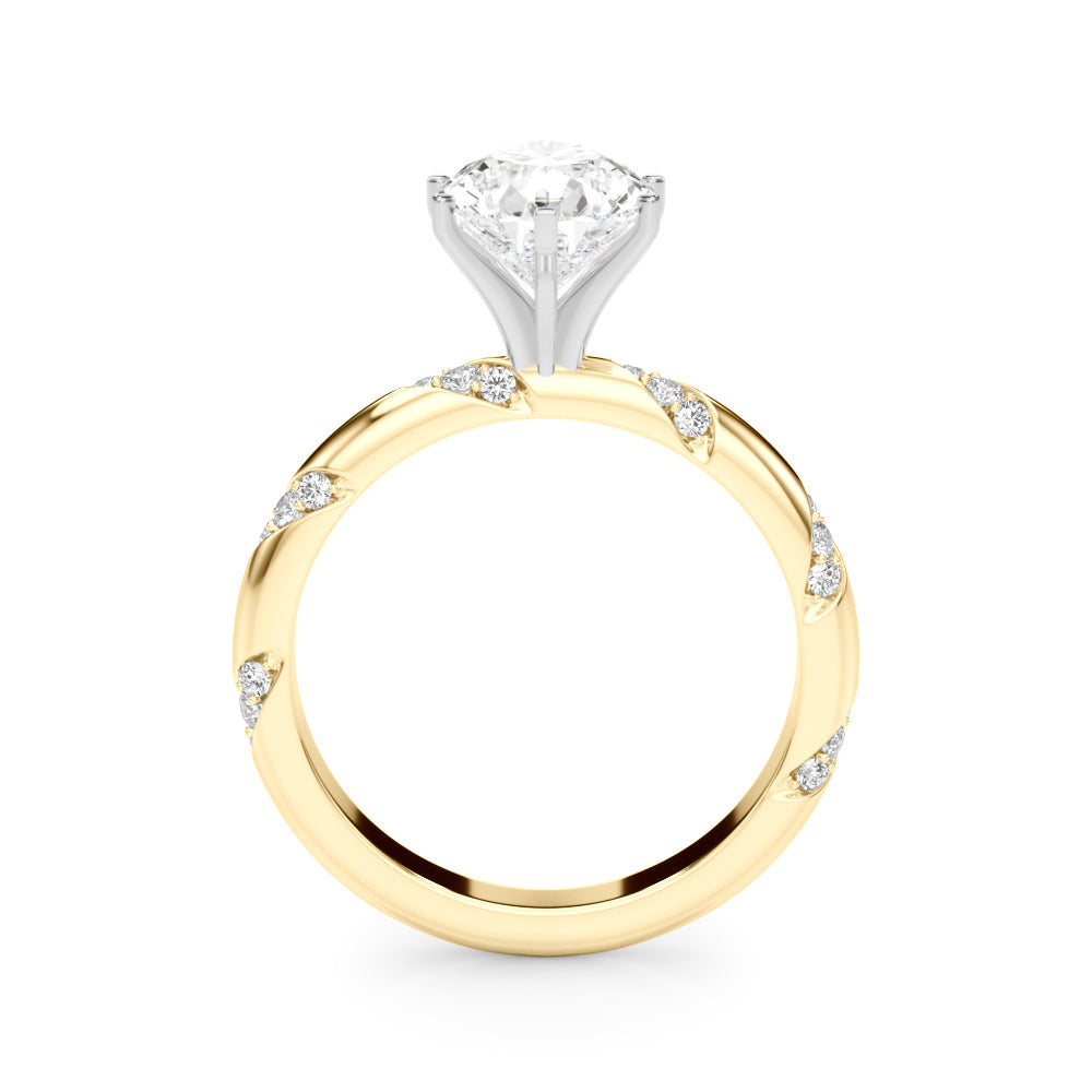 Regal Sidestone Round Diamond Engagement Ring in 10K/14K gold and platinum with certified lab-grown or natural diamonds