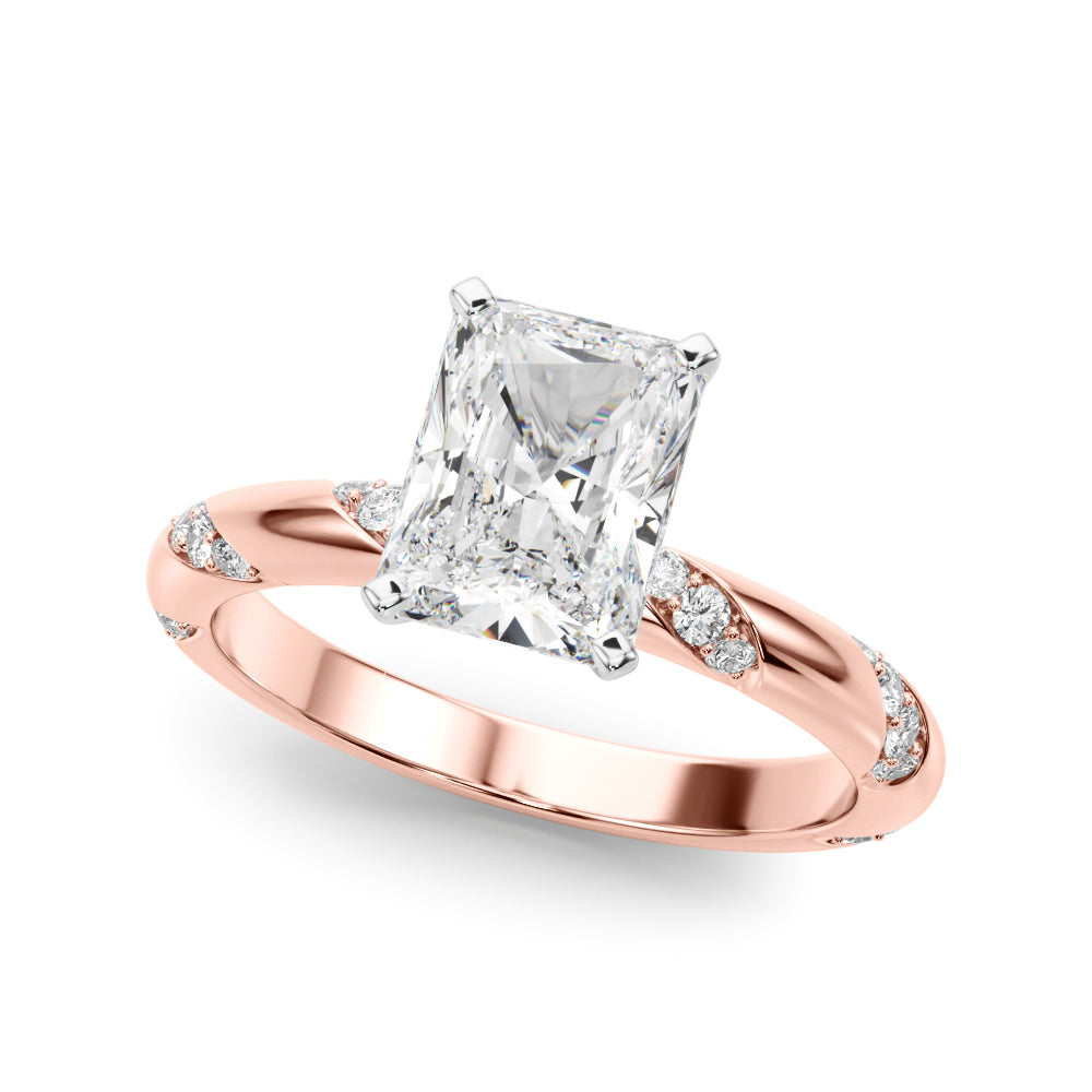 Regal Sidestone Round Diamond Engagement Ring in 10K/14K gold and platinum with certified lab-grown or natural diamonds