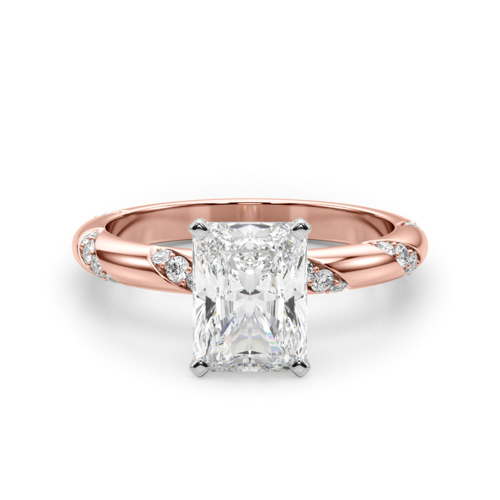 Regal Sidestone Round Diamond Engagement Ring in 10K/14K gold and platinum with certified lab-grown or natural diamonds