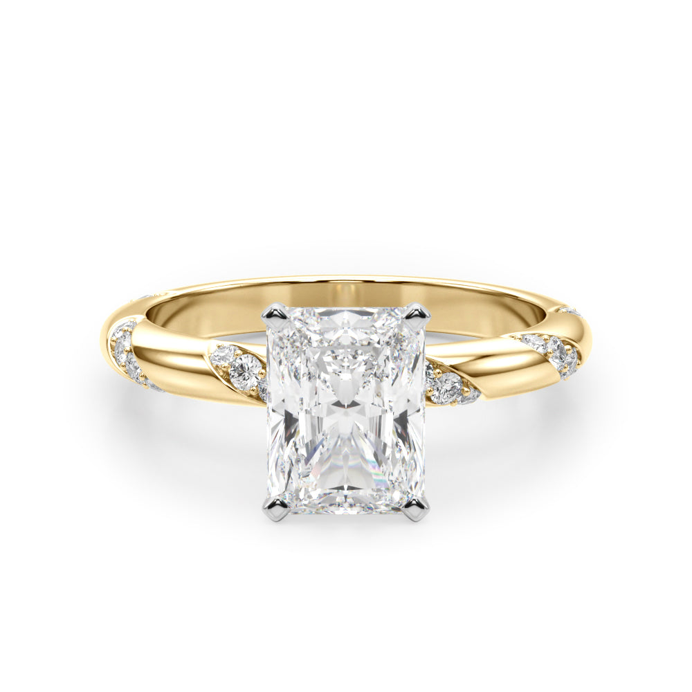 Regal Sidestone Round Diamond Engagement Ring in 10K/14K gold and platinum with certified lab-grown or natural diamonds