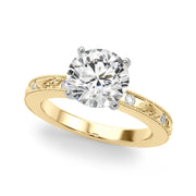 Sophisticated Sidestone Round Diamond Engagement Ring in 10K/14K gold and platinum with certified lab-grown or natural diamonds