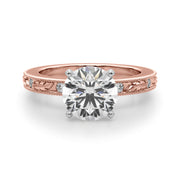 Sophisticated Sidestone Round Diamond Engagement Ring in 10K/14K gold and platinum with certified lab-grown or natural diamonds