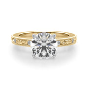 Sophisticated Sidestone Round Diamond Engagement Ring in 10K/14K gold and platinum with certified lab-grown or natural diamonds