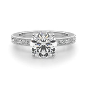 Sophisticated Sidestone Round Diamond Engagement Ring in 10K/14K gold and platinum with certified lab-grown or natural diamonds