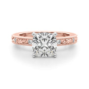 Sophisticated Sidestone Round Diamond Engagement Ring in 10K/14K gold and platinum with certified lab-grown or natural diamonds