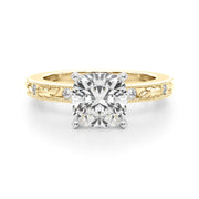 Sophisticated Sidestone Round Diamond Engagement Ring in 10K/14K gold and platinum with certified lab-grown or natural diamonds